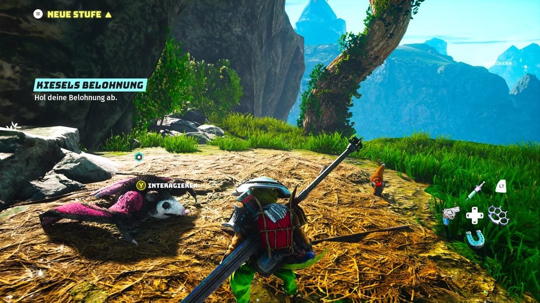 Biomutant Kiesel Kletterplatztests Seilrutschen Kiesel in