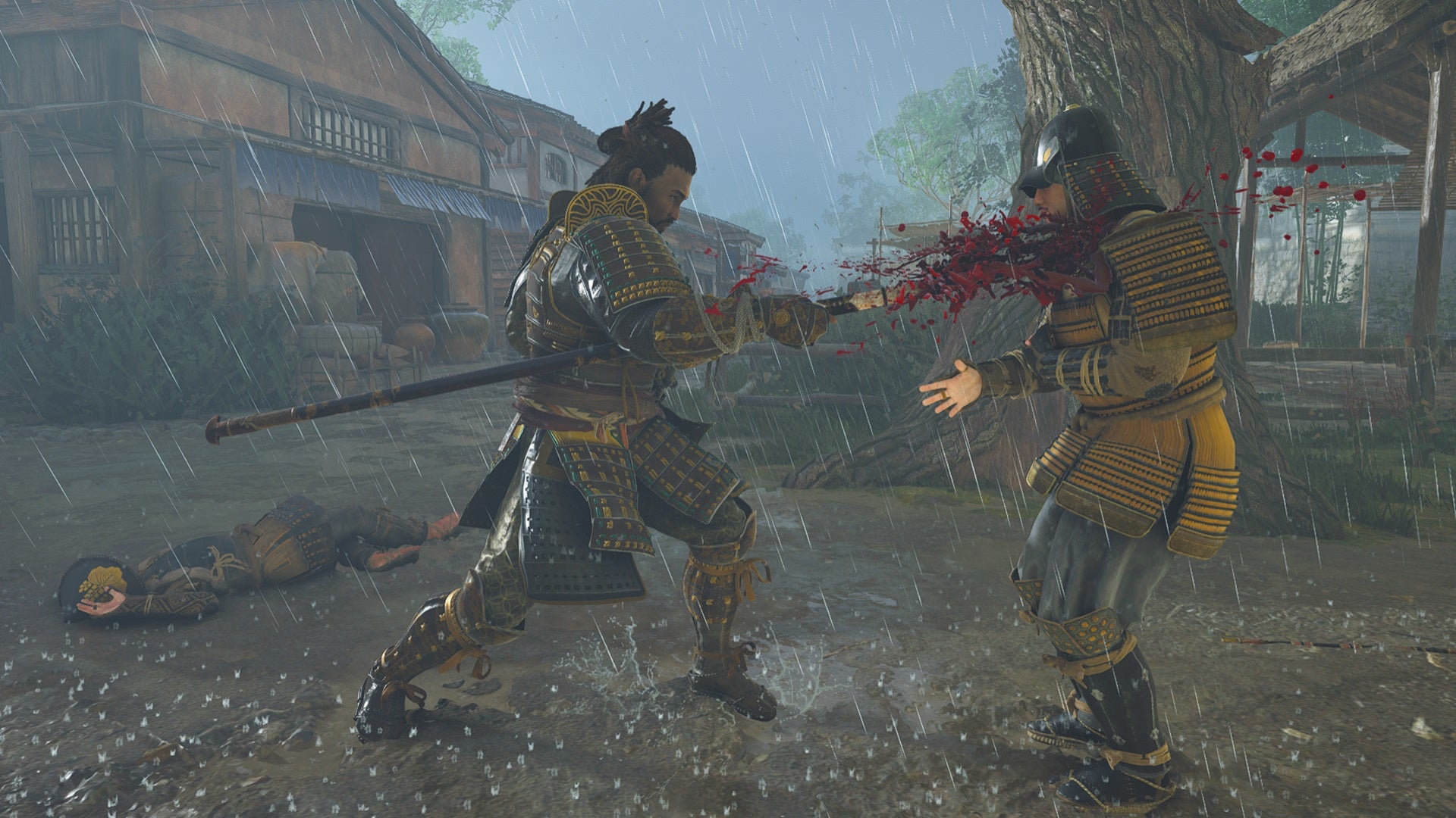 Yasuke eviscerates an enemy through the neck with his naginata in Assassin's Creed Shadows. - 5