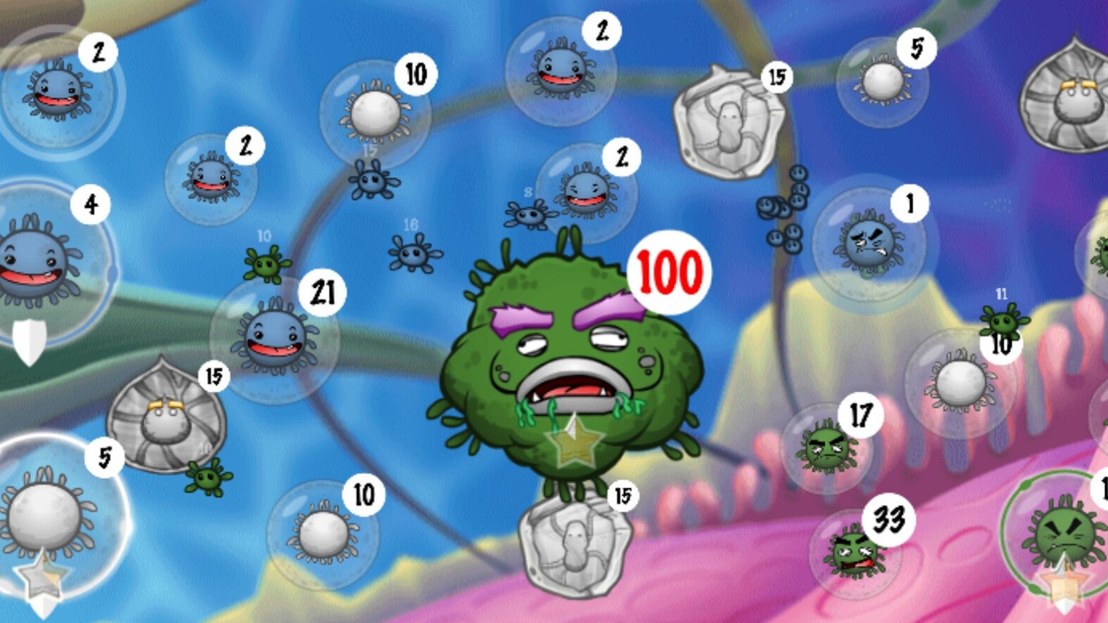 Screenshot from NanoWar: Cells VS Virus.