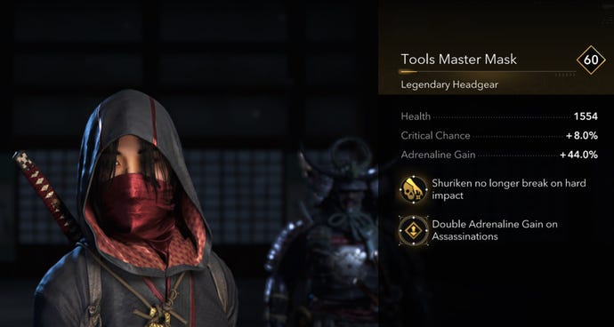 La máscara maestra de las herramientas de Naoe en Assassin's Creed Shadows.