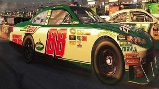 NASCAR The Game 2011 screens show crashing, burning rubber