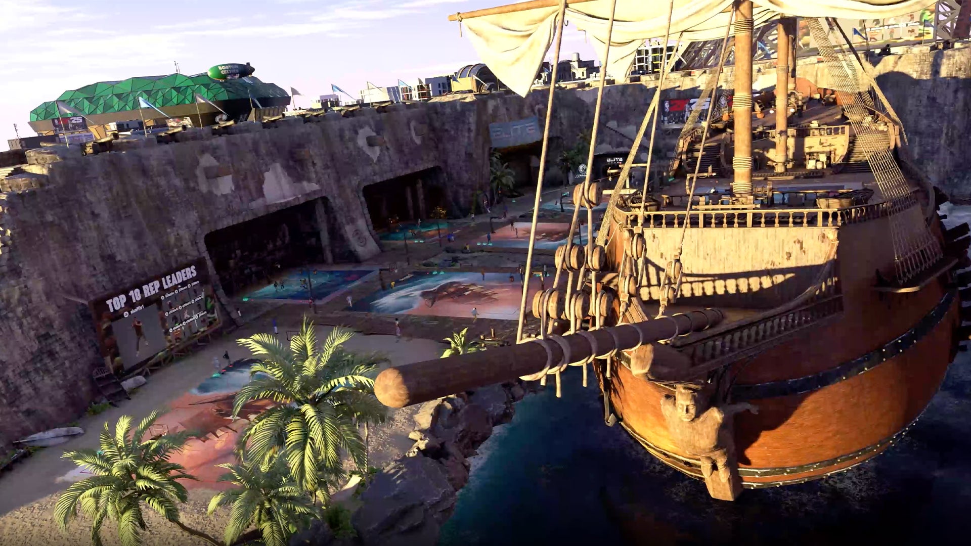 The pirate ship in the Elite area of NBA 2K25's The City. - 4