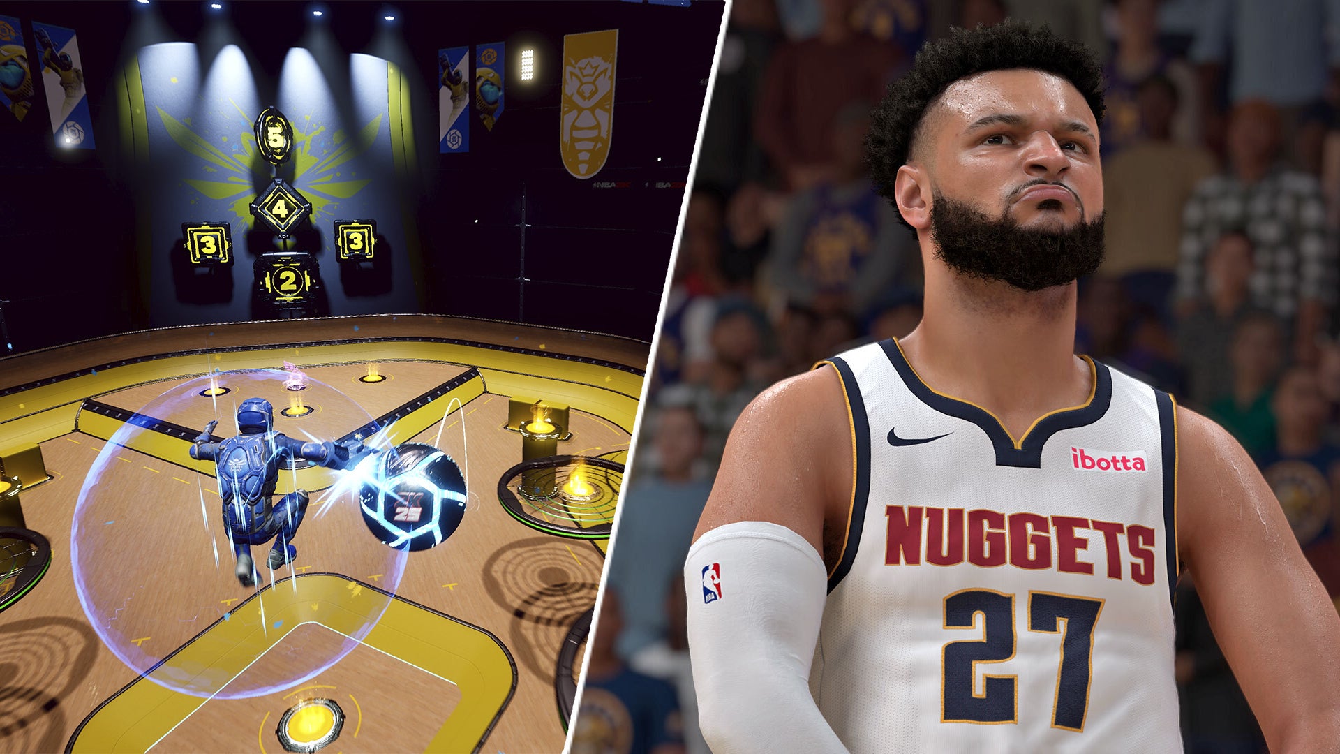Jamal Murray opposite someone playing Gravity Ball in NBA 2K25.