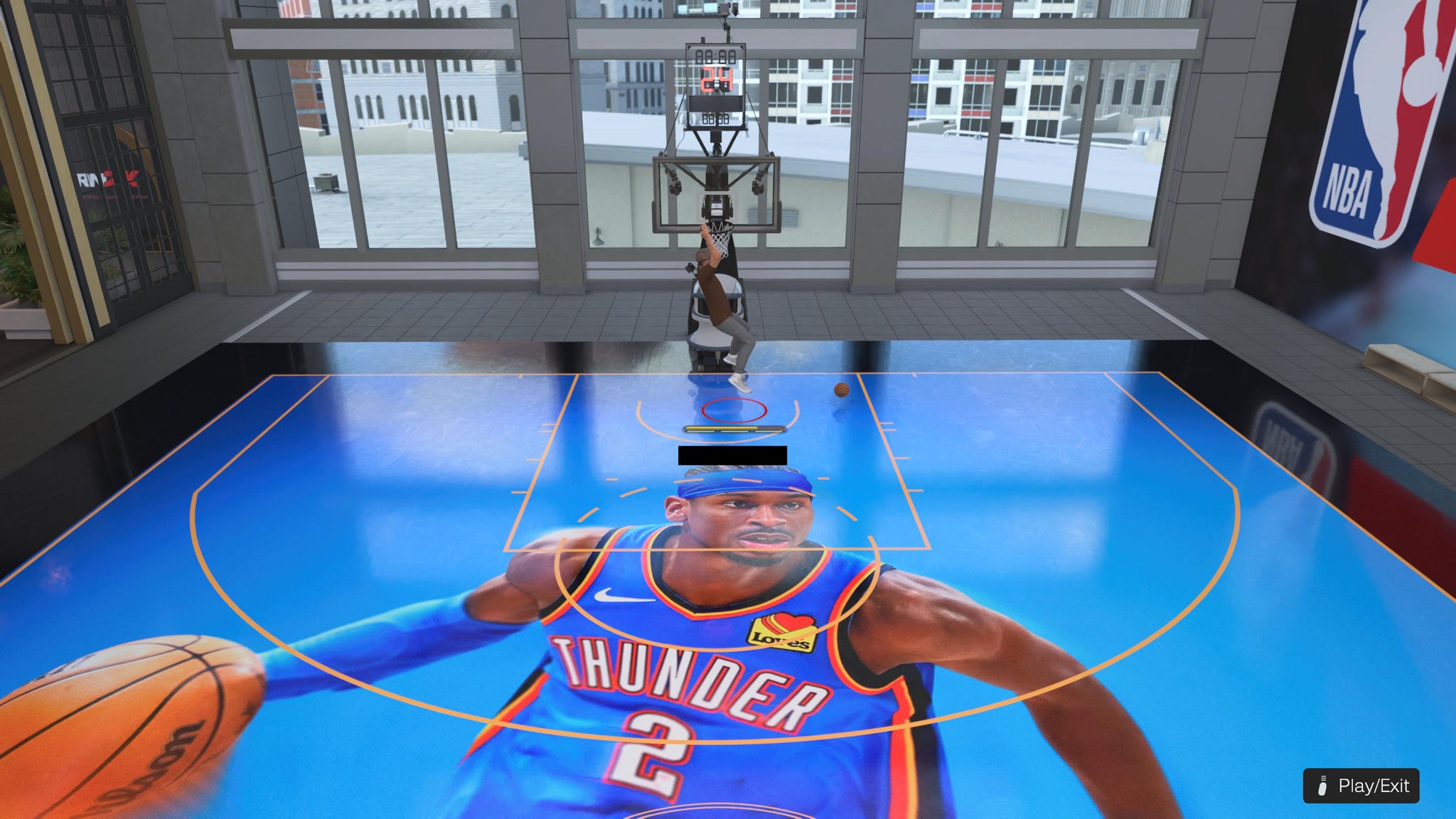 A player character dunking in NBA 2K26's training mode - 3