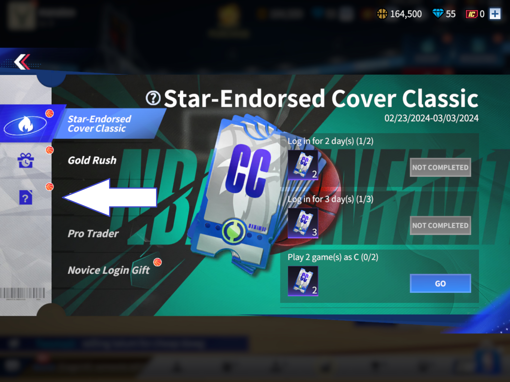 A screenshot from NBA Infinite showing the game&rsquo;s miscellaneous menu.