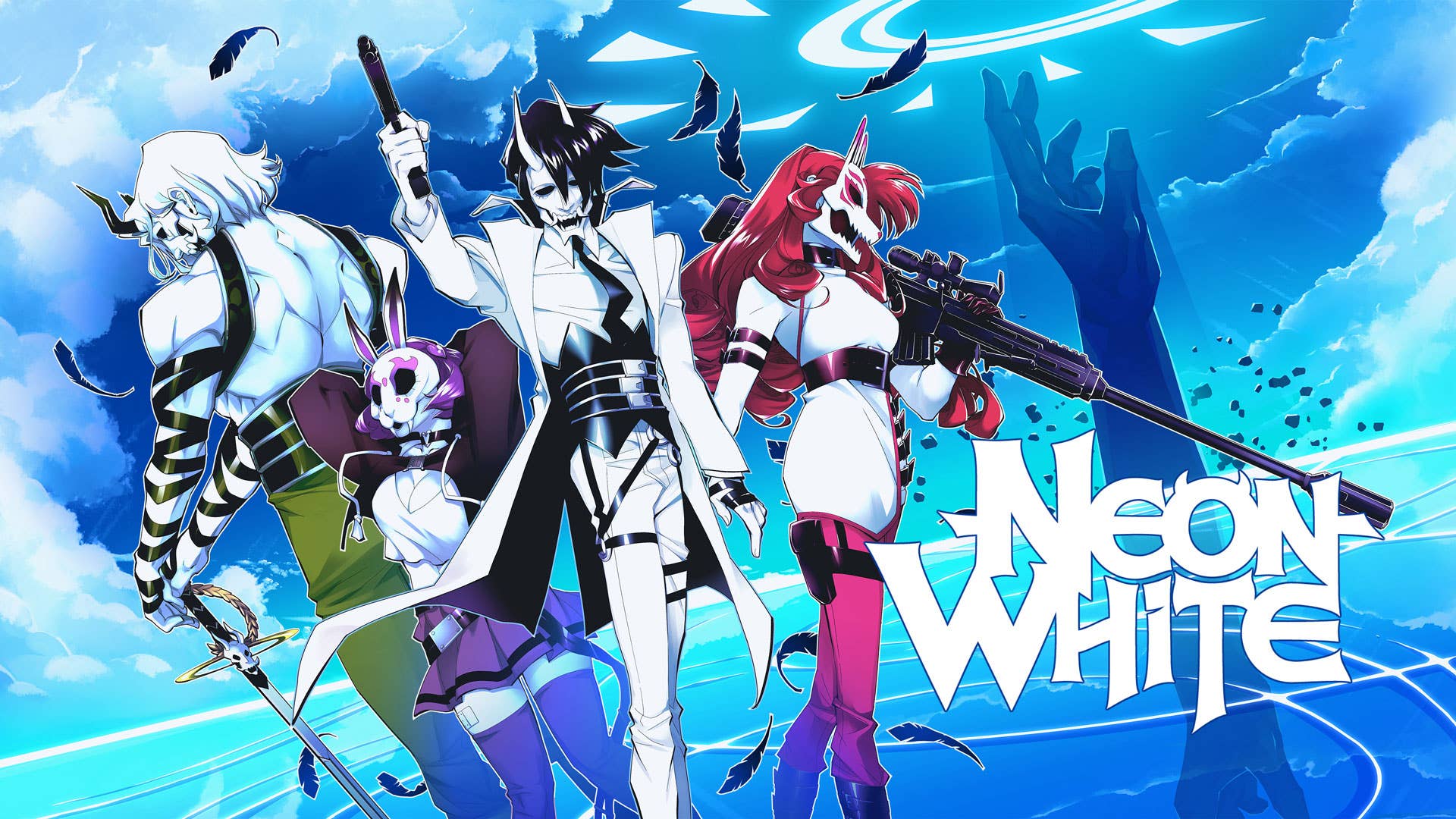 The artwork for Annapurna published FPS title, Neon White.