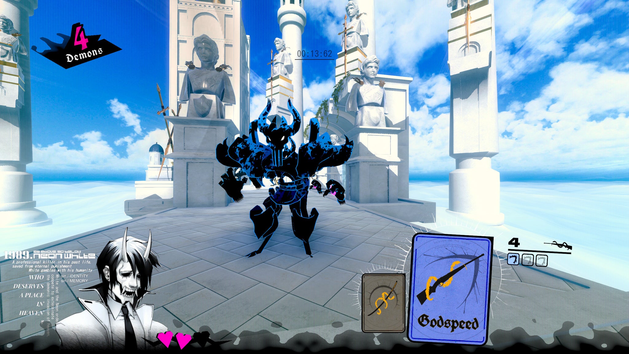 Sprinting through vaporwave Heaven in a Neon White screenshot. - 7