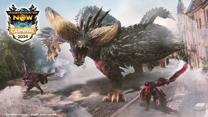 Nergigante takes on two hunters in Monster Hunter Now