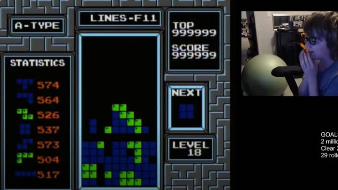 Blue Scuti reaching NES Tetris' True Killscreen.