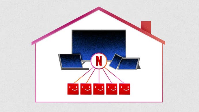 An illustration meant to show Netflix’s account sharing in action.