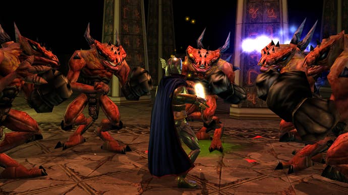 Fighting a ellipse of reddish lizards successful Neverwinter Nights 2 Enhanced Edition.