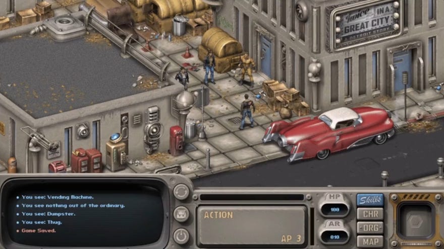 An image from a video of New Blood Interactive’s CRPG, which is heavily inspired by Fallout and looks it.