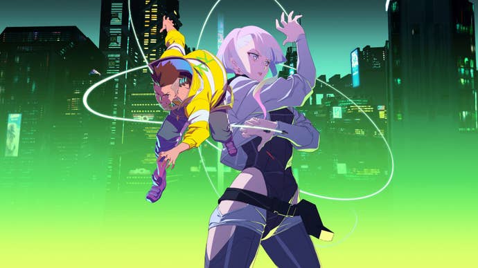 Lucy and David in Cyberpunk Edgerunners.