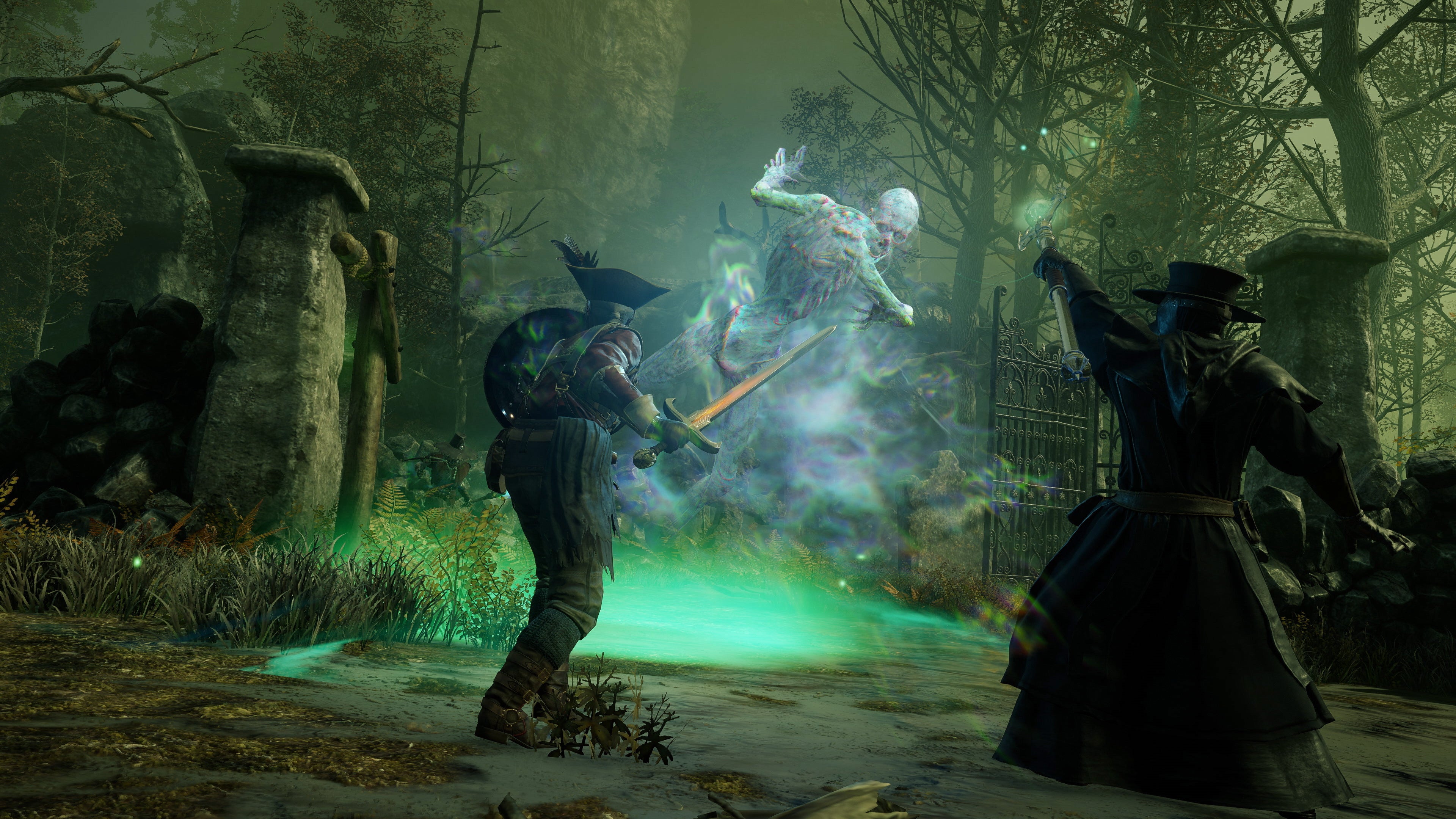Fighting a ghost in a New World screenshot.
