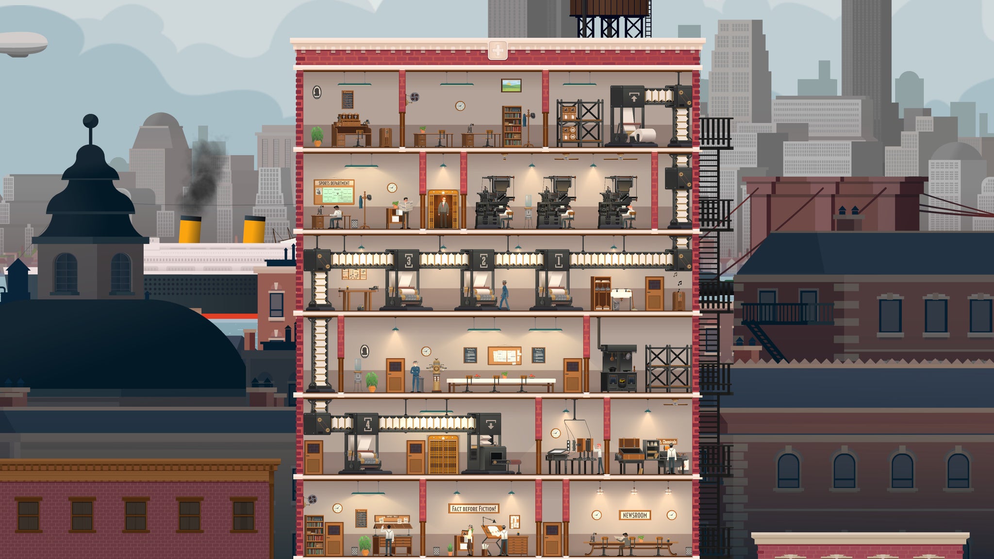 A towerblock full of newspaper desks and offices in New Tower. - 4