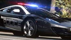 NFS: Hot Pursuit cops trailer is full of red and blue lights