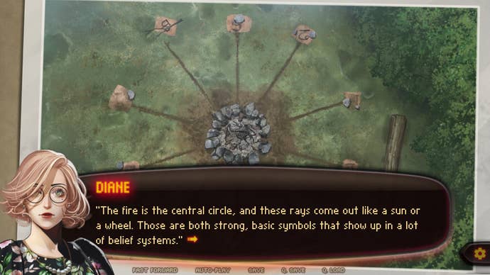 Investigating occult crimes in a Night Cascades screenshot.