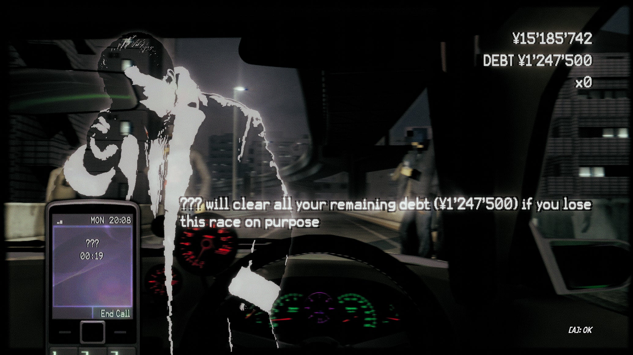 A dodgy character calls to offer to clear your debits if you lose a race in Night-Runners. - 1