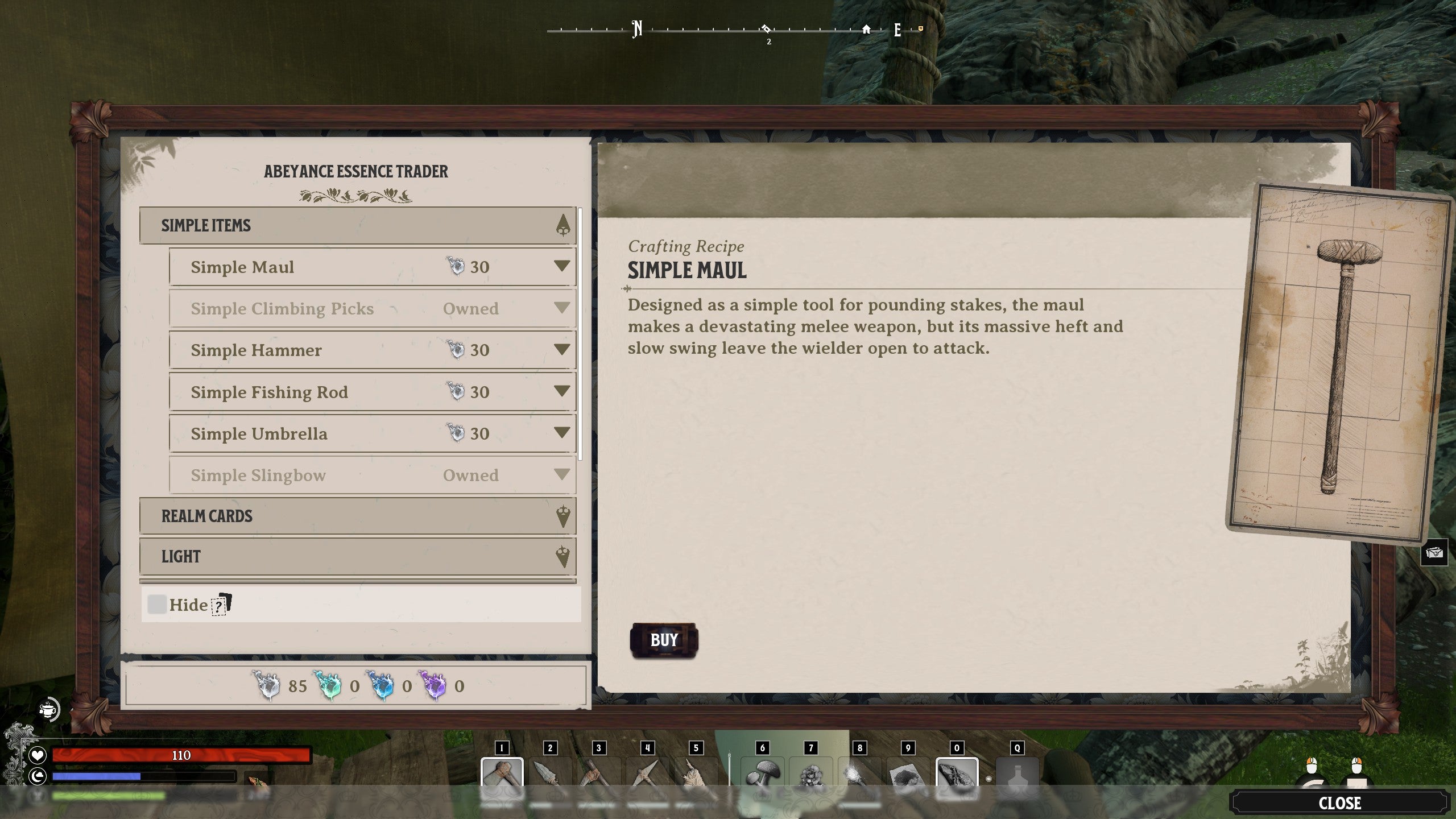 The schematic for a simple maul in Nightingale