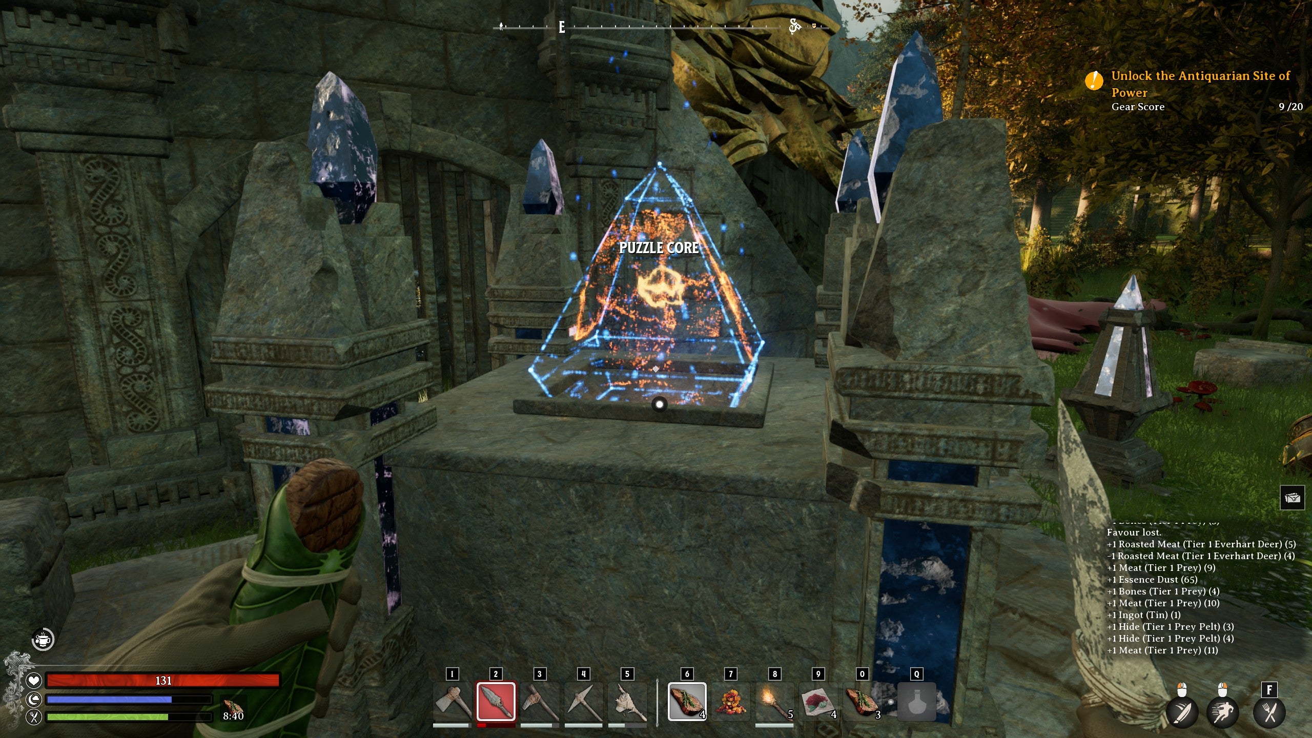 A glowing Bastille of Intellect puzzle core in Nightingale