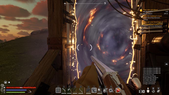 A player in Nightingale stands very close to a portal.
