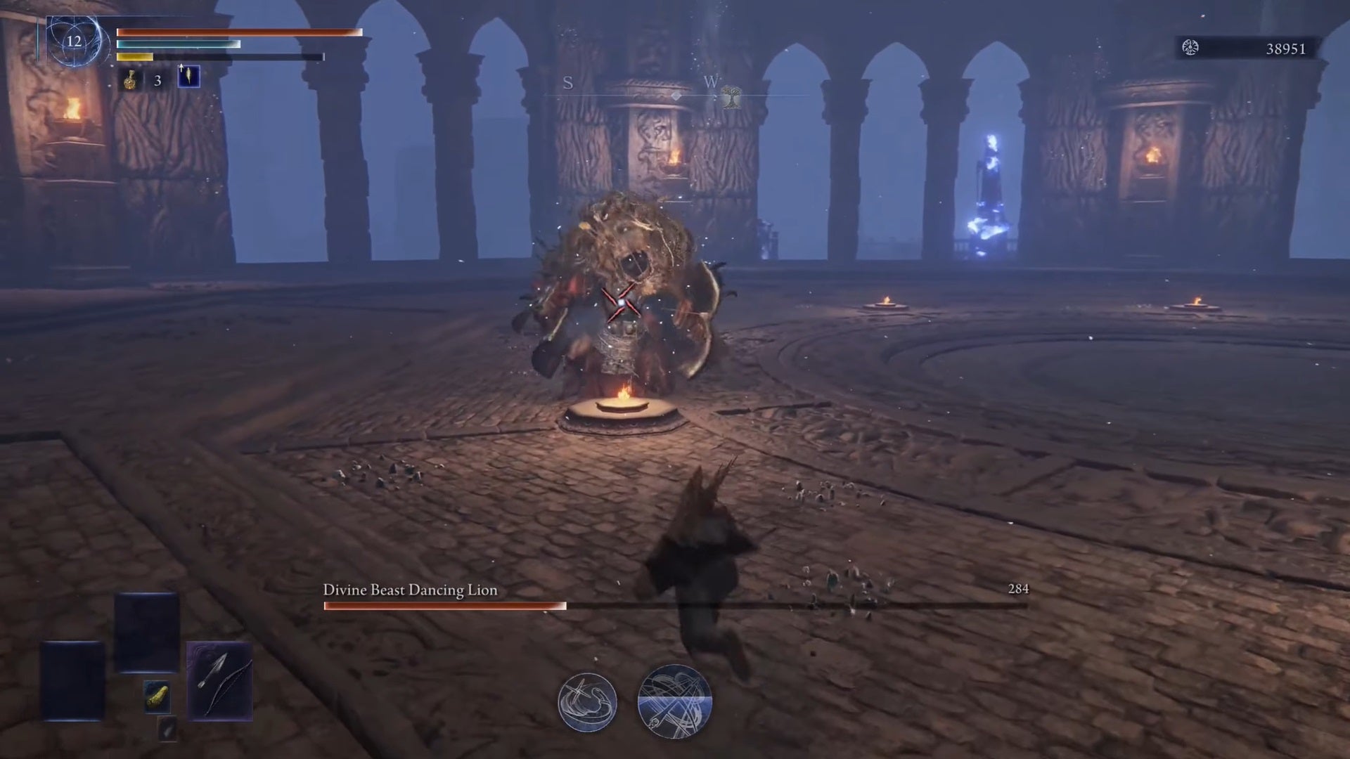 Ironeye prepares to shoot Divine Beast Dancing Lion in the Elden Ring Nightreign DLC. - 48