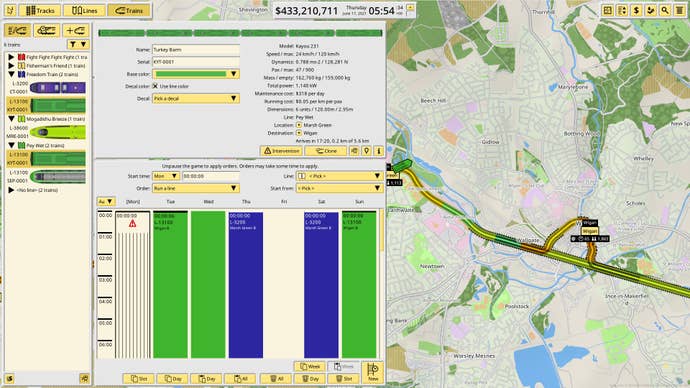 A top down map view of NIMBY Rails