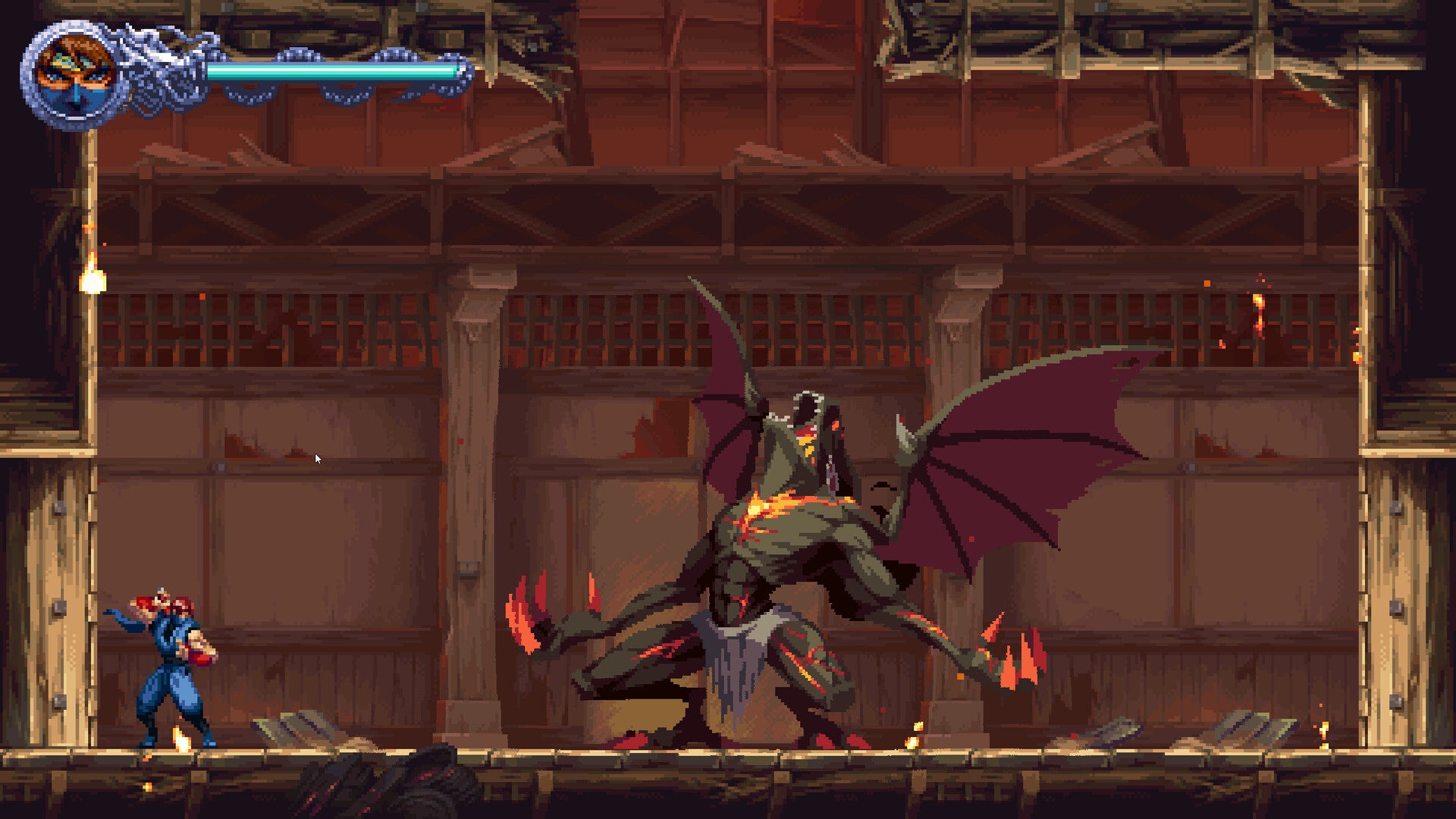 A large winged demon screams at the sky, possibly for more chicken nuggets, in Ninja Gaiden: Ragebound. - 25