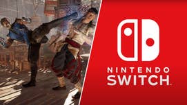 The Nintendo Switch logo and Sub-Zero kicking a lad in Mortal Kombat 1.