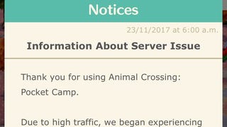 Nintendo apologises for Animal Crossing: Pocket Camp server woes