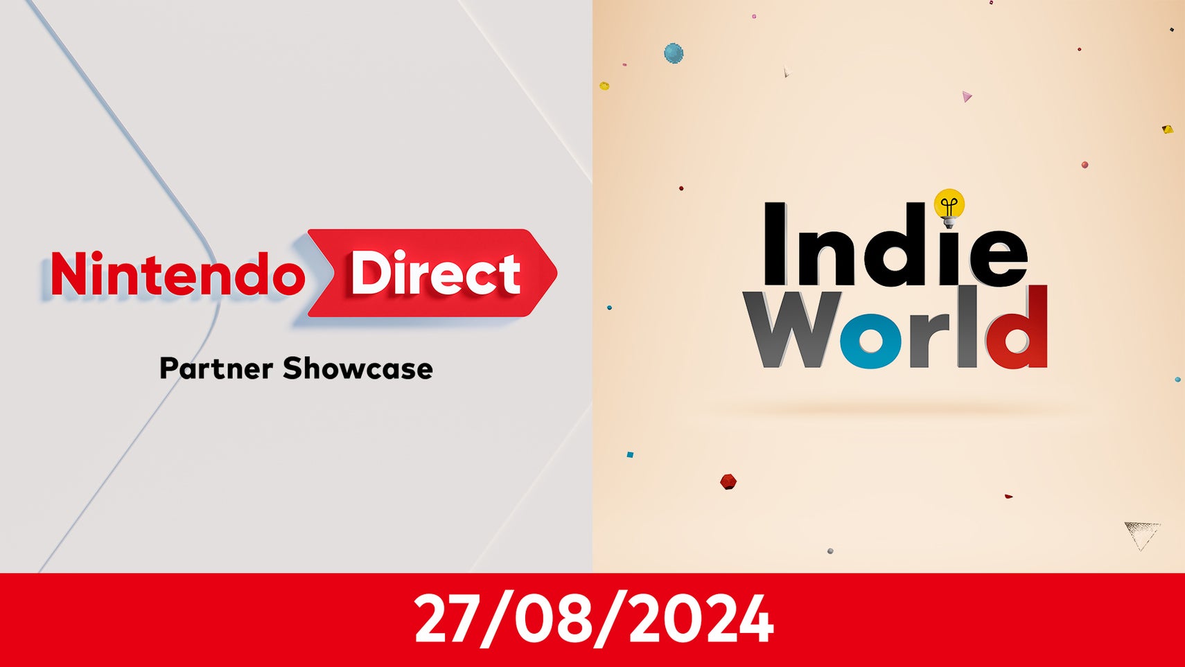 The logo for Nintendo Direct Partner Showcase and Indie World, with a date underneath: 27/08/2024. - 1