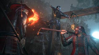 Nioh 3 three characters in a screen wielding different weapons.