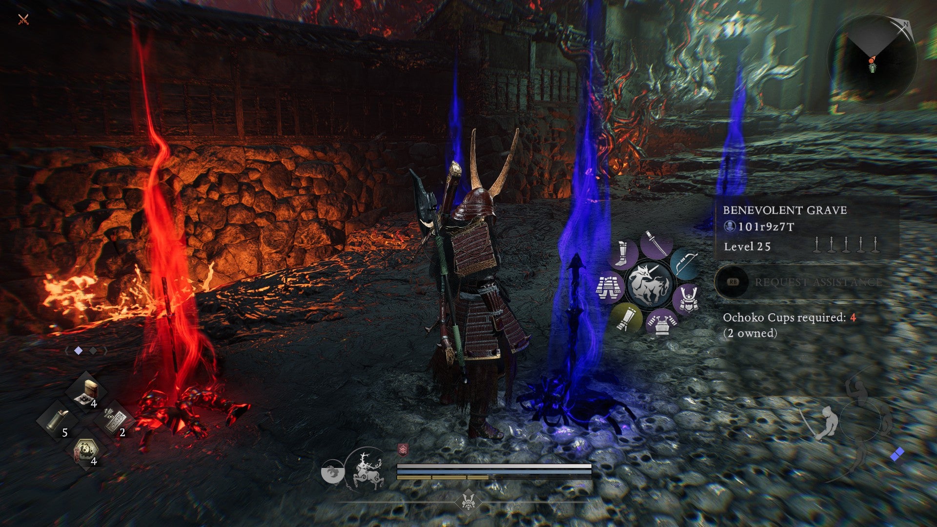 Standing in front of a summonable Acolyte's grave in Nioh 3. - 13