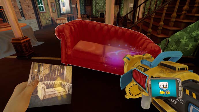 Moving a sofa with a ghostbusting weapon successful There Are No Ghosts At The Grand.
