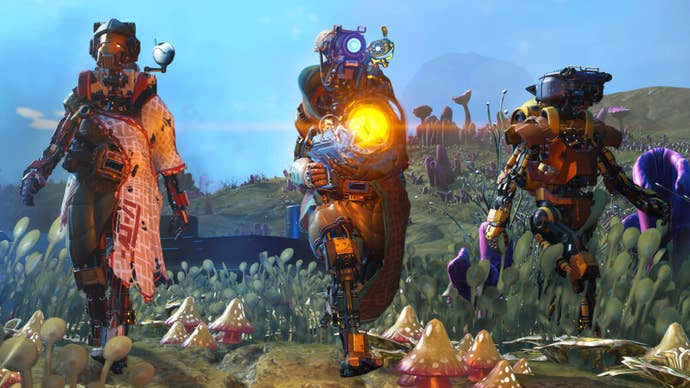 Some robots looking sharp in No Man’s Sky: Echoes.