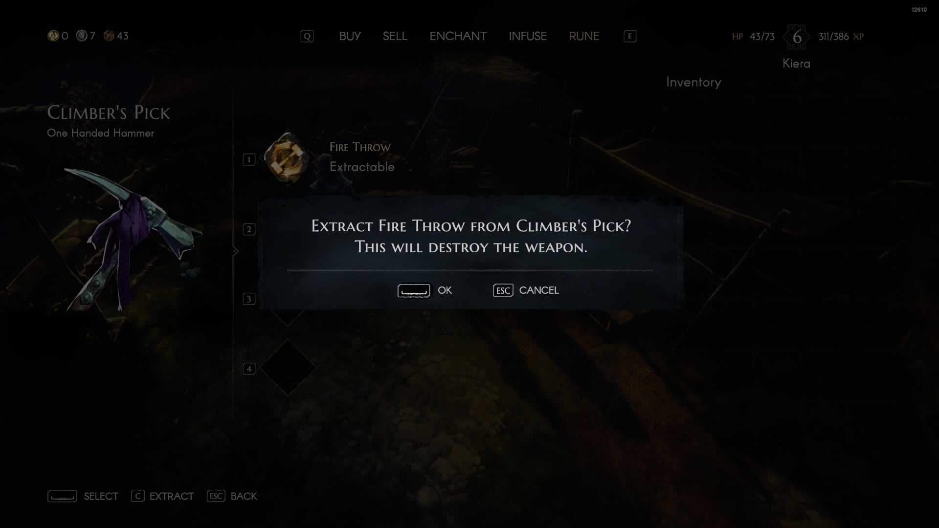 Screenshot of Rune extraction in No Rest For The Wicked. - 6