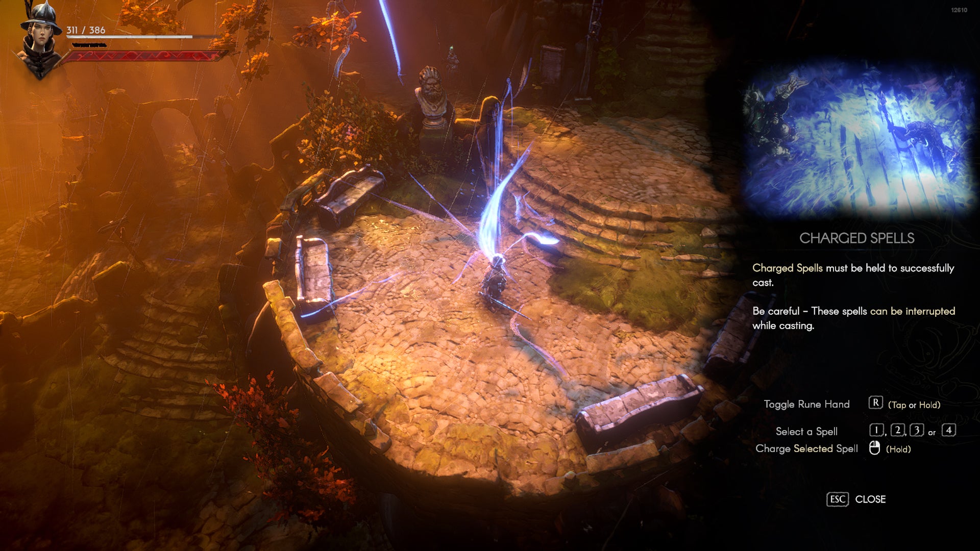 Screenshot of spall casting instructions in No Rest For The Wicked. - 8