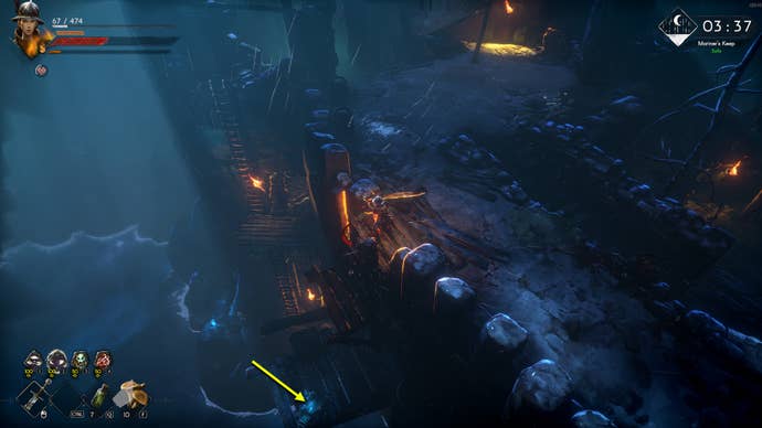 Screenshot of the Storage Room Key location in No Rest For The Wicked.