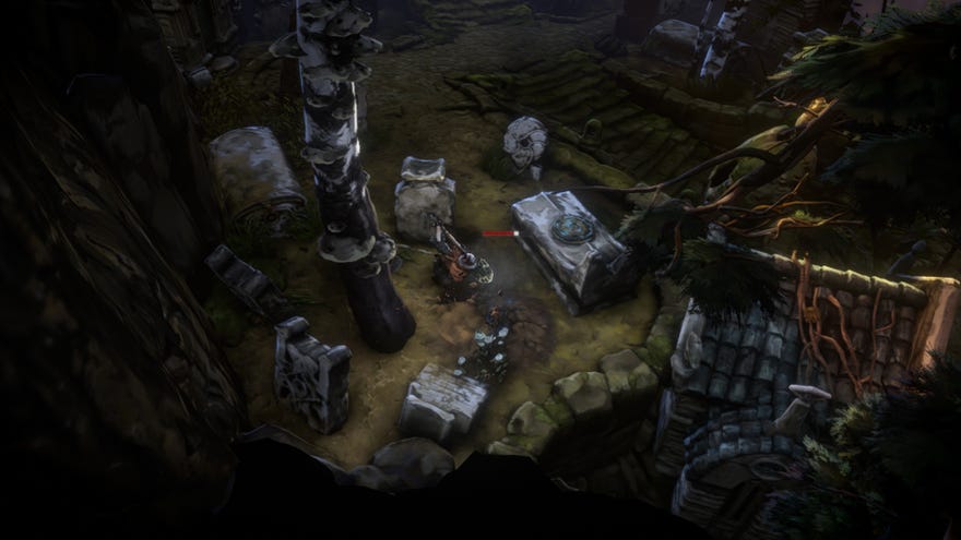 Screenshot of a player using a Shovel in No Rest For The Wicked.