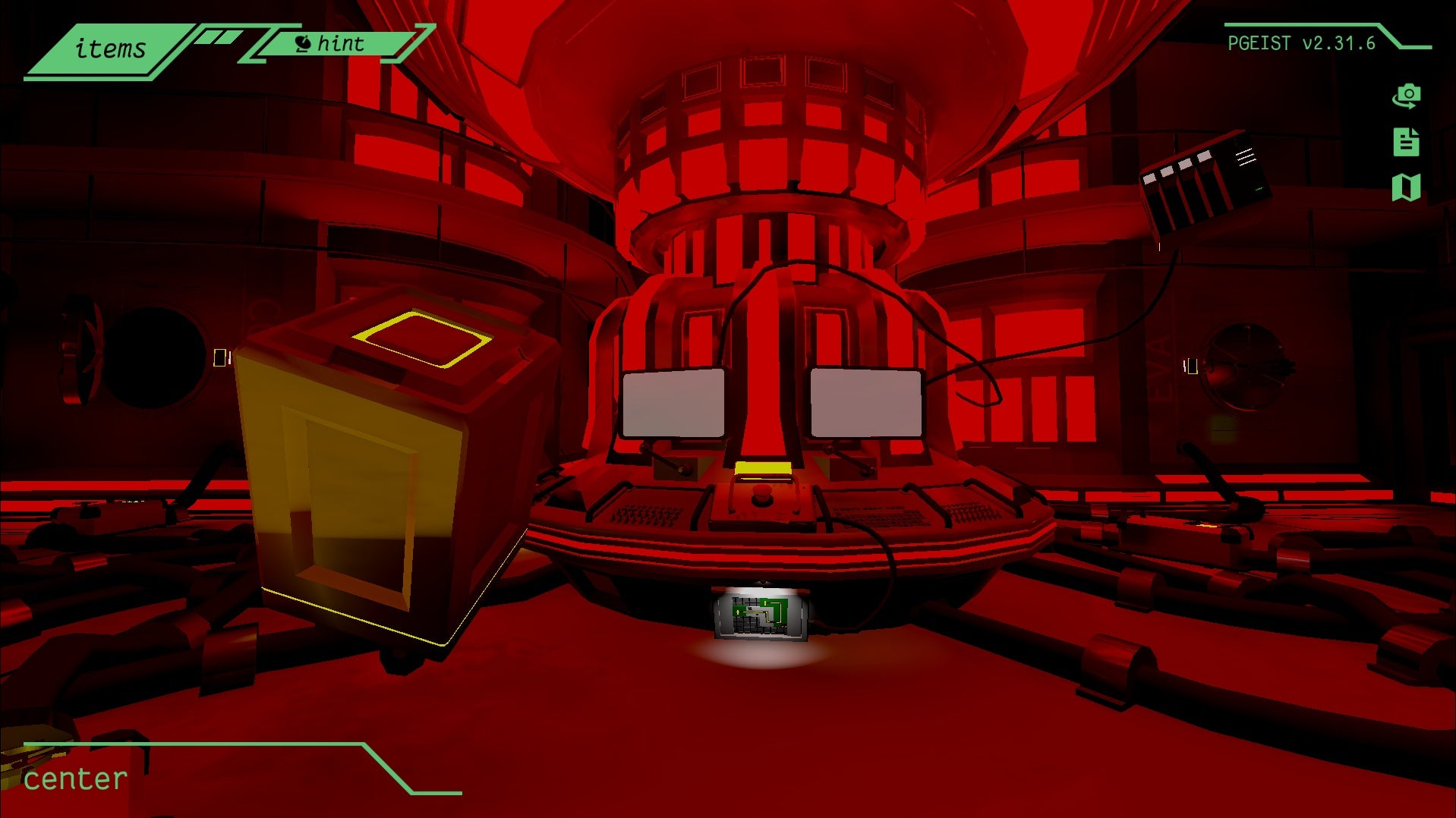 A control room of a deserted space station lies in ominous red light in No Signal.