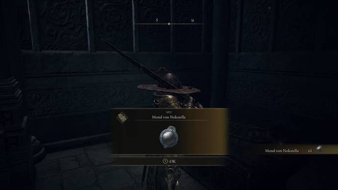 A warrior picks up a talisman in Nokstella in Elden Ring