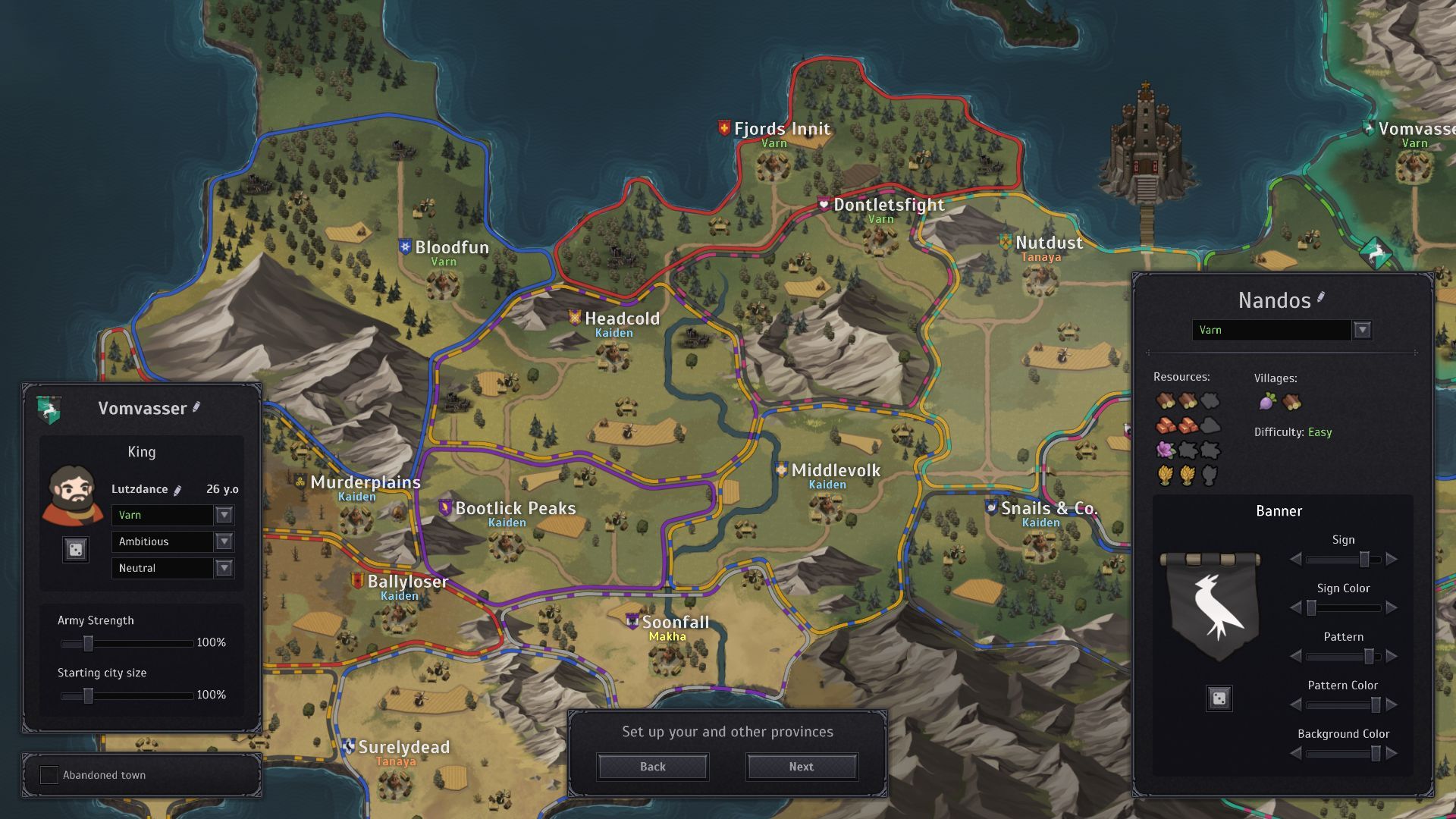 The overworld map shows various distant kingdoms and their main towns. - 4