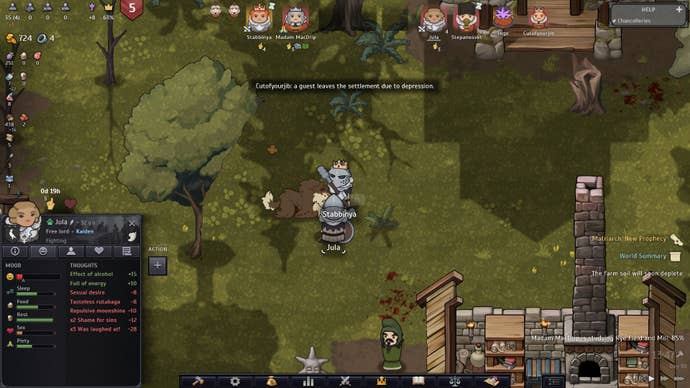 The Queen and her fellow Lord Jula take on a wolf outside town in a green field.