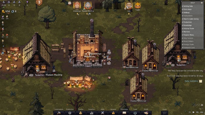 A group of houses and dormitories, plus a marketplace.