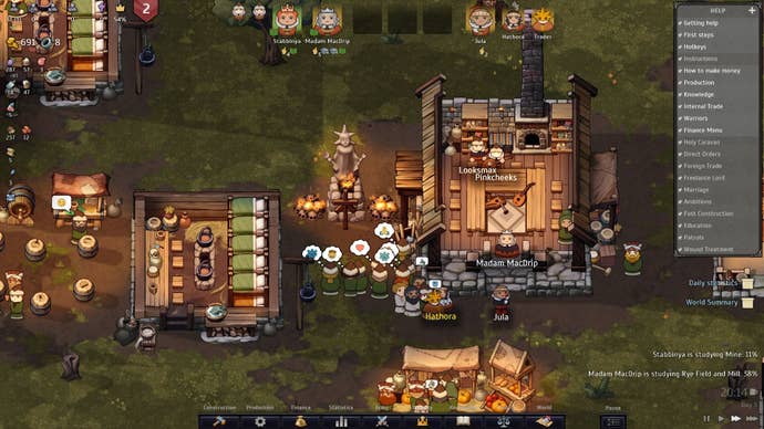 Peasants and lords gather at the altar in the middle of town.