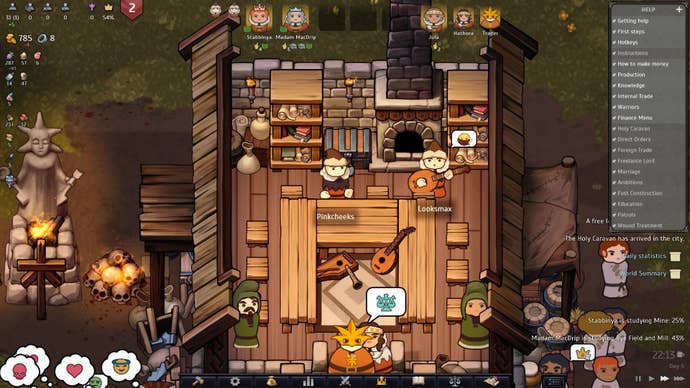 Folks gather in the town hall where instruments lie ready to be played.