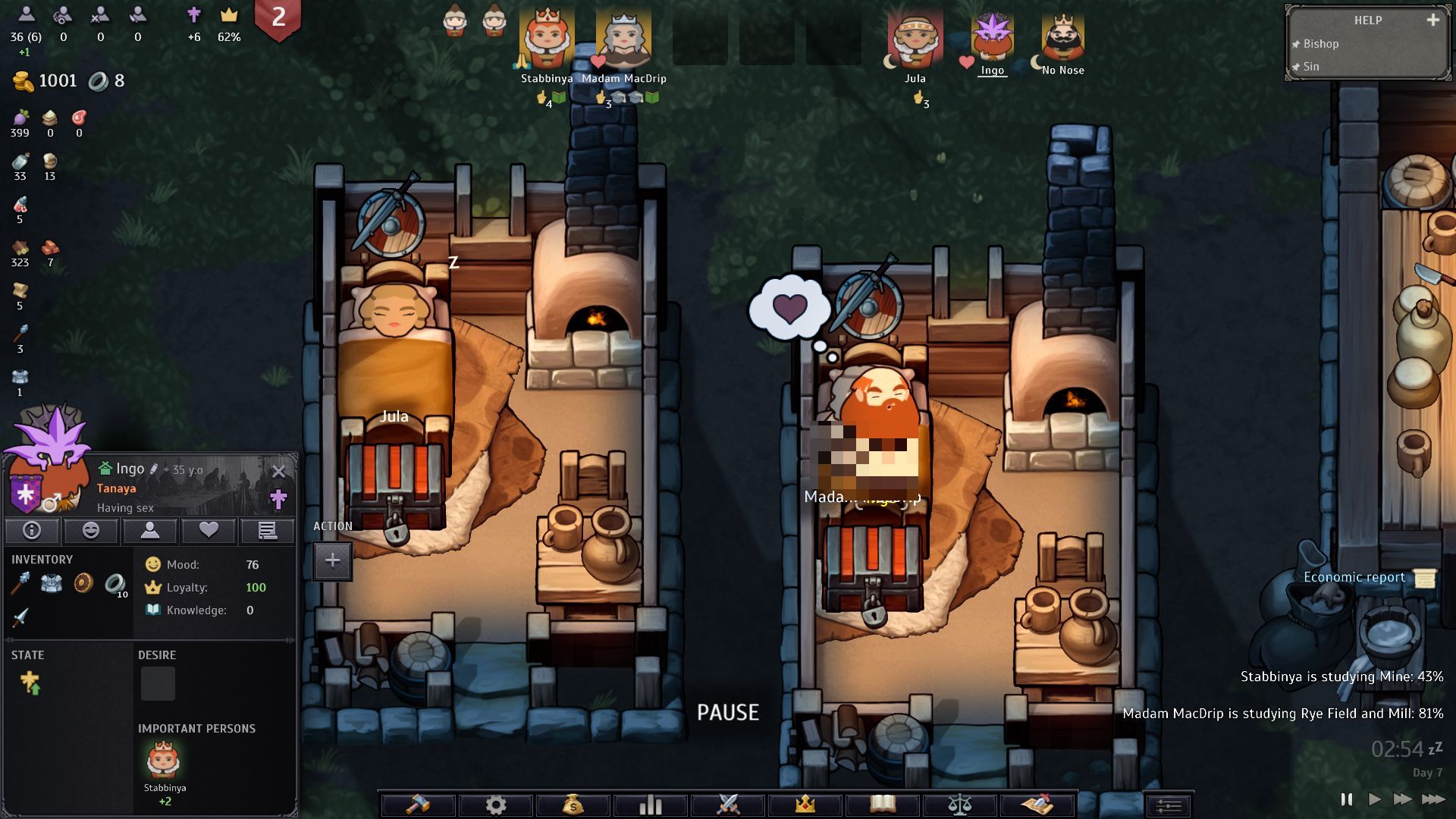 The bishop has sex with the Queen's sister in her bed chambers. - 8