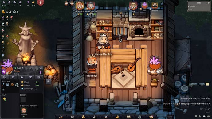 The bishop, the queen, and the queen’s sister all spend some time together at night in the town hall.