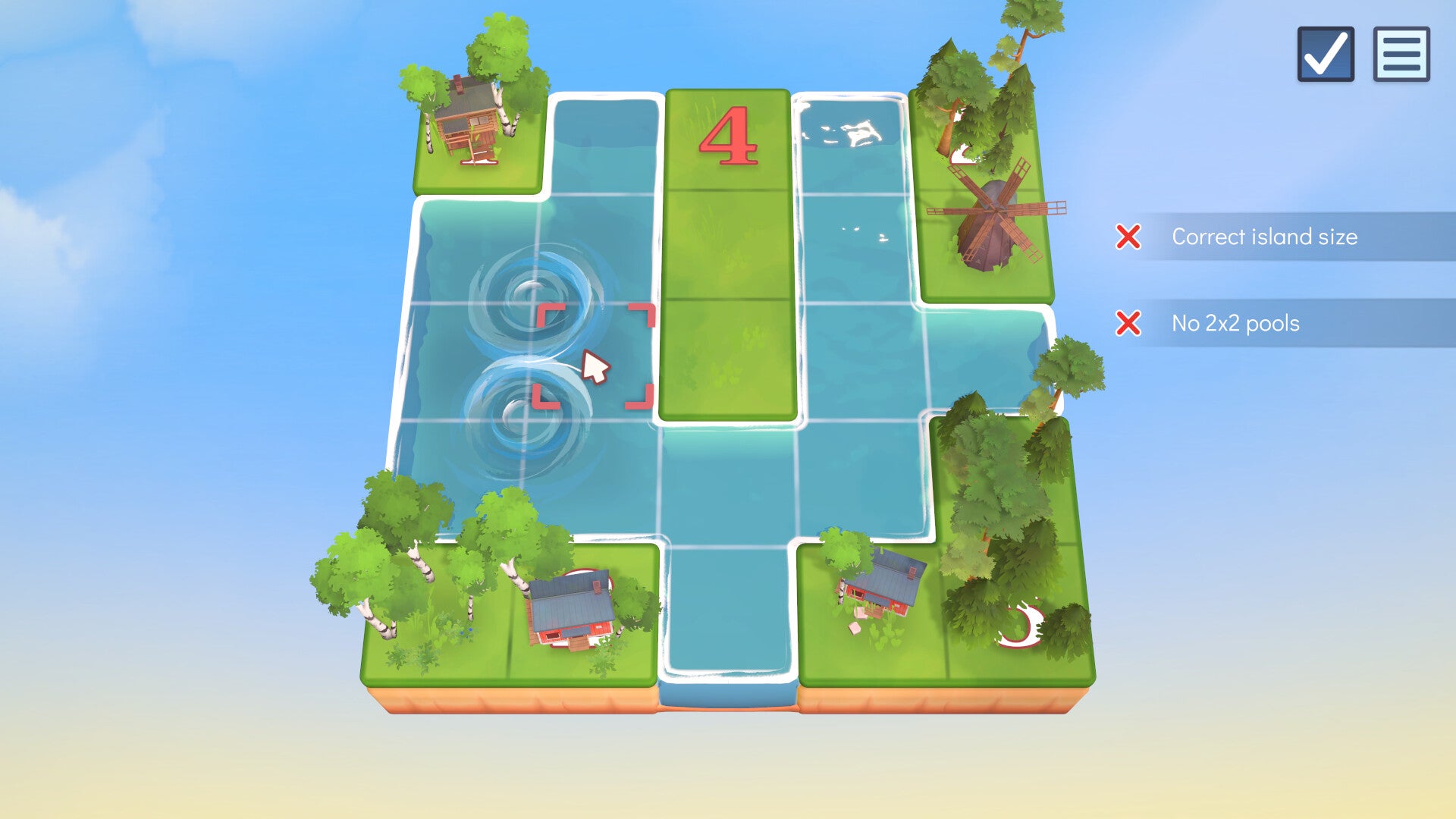 A summer-themed puzzle grid in Nurikabe World. - 4