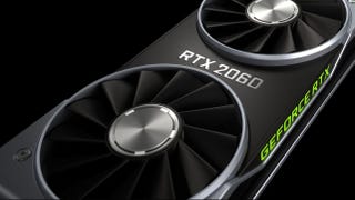 A close-up render of the Nvidia GeForce RTX 2060, against a black background.